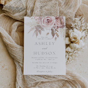 Schöne dusty Rose & Blush Wedding Einladung