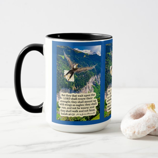 Schöne Eagle-Schrift Isaiah 40:31 Tasse (Mit Donut)