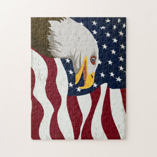 Schöne Eagle & USA Flag Jigsaw Puzzle