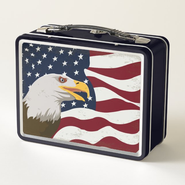 Schöne Eagle & USA Flag Metal Lunch Box (Rückseite)