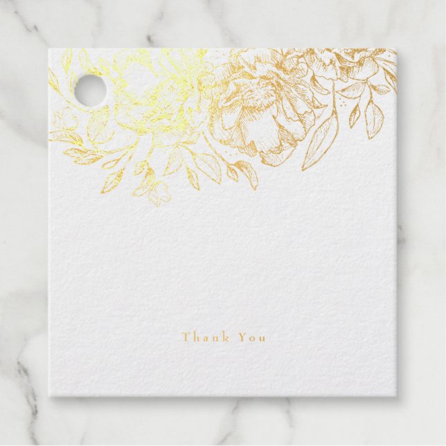 Schöne, echte Goldfolie gezeichnet Blumenbeweis Vi Geschenkanhänger (Vorderseite)