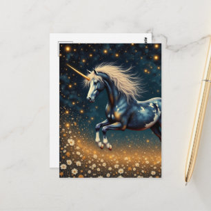 Schöne Einhorn auf der Wiese Postkarte