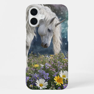 Schöne Einhorn in Wildblumen Fantasy-Handy iPhone 16 Plus Hülle