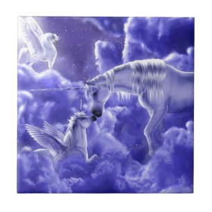 Schöne Einhorn Mutter und Tochter Fliese