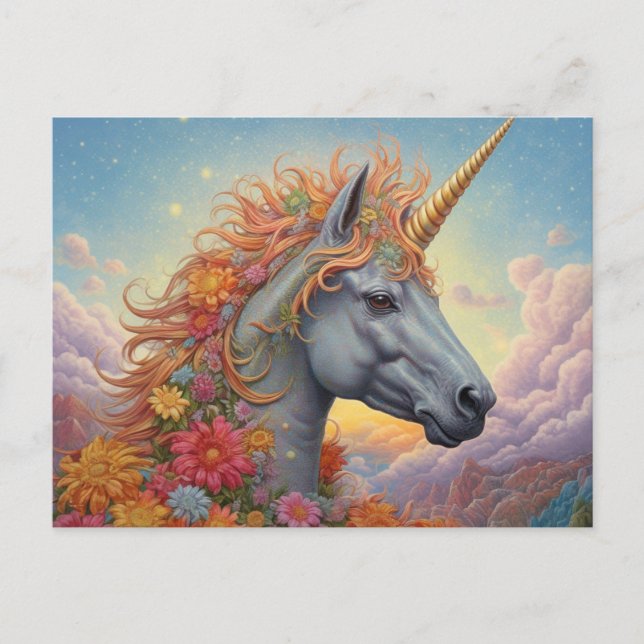 Schöne Einhorn Postkarte (Vorderseite)