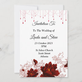 Schöne Einladung zur Hochzeit, rote Blume