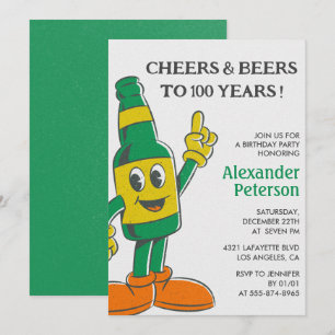 Schöne Einladungen zum 100. Geburtstag Beer Vintag