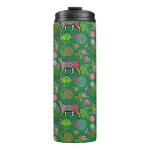 Schöne, einzigartige, farbenfrohe Blumenkatze Thermosbecher