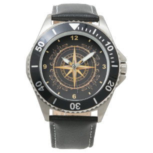 Schöne einzigartige Gold & Black Compass Antique ~ Armbanduhr