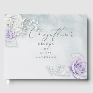 Schöne Eisblauer Lilac und Weiße Rose Gästebuch