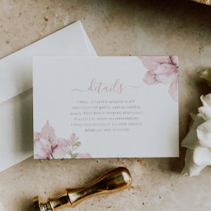 Schöne Elegance Blush Blumenzettel Details zur Hoc Begleitkarte