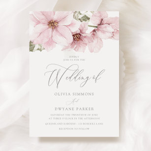 Schöne Elegant Blush Bloral Wedding Einladung