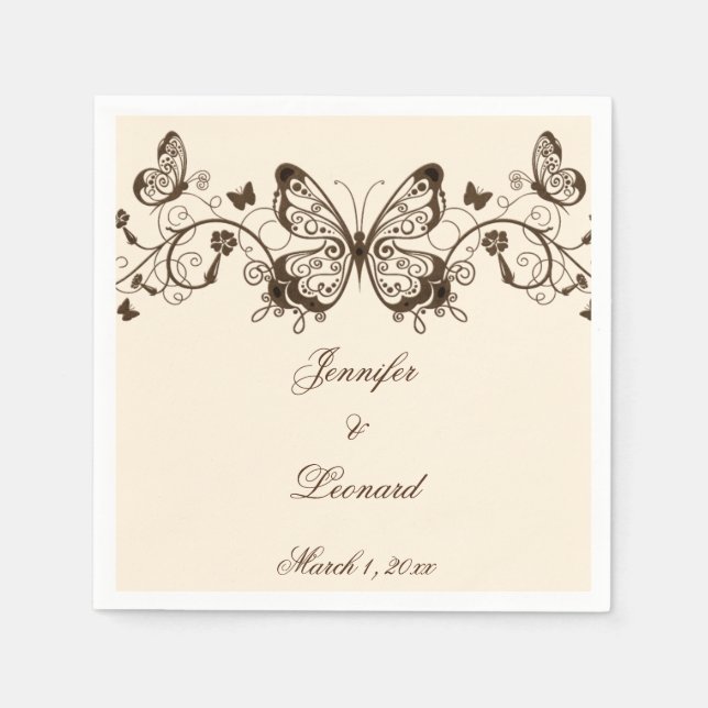 Schöne Elegant Butterfly Wedding Napkins Serviette (Vorderseite)