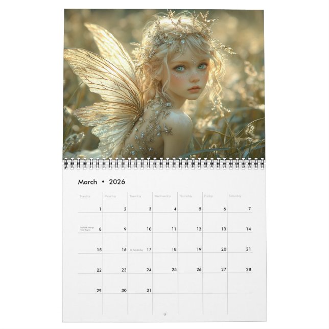 Schöne Elegant Woodland Fairies Kalender (Mär 2026)