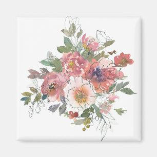 Schöne elegante Aquarell-Blumenstrauß-Kunst Magnet
