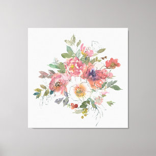 Schöne elegante Aquarellfarben Blume mit Bouquet A Leinwanddruck