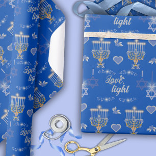 Schöne elegante blaue Chanukka-Menora Geschenkpapier