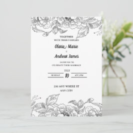 schöne, elegante Blumen-Hochzeit Einladung