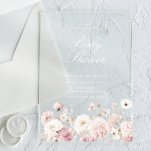 Schöne elegante florale Babyparty Acryleinladungen