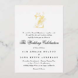 Schöne Elegante GOLD Monogram Wedding Folieneinladung