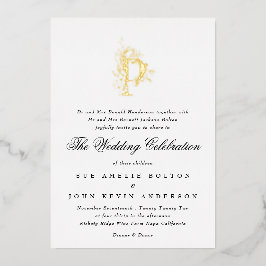 Schöne Elegante GOLD Monogram Wedding Folieneinladung