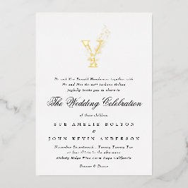 Schöne Elegante GOLD Monogram Wedding Folieneinladung