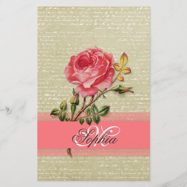Schöne, elegante, gurt monogramm Vintage Rose (Vorderseite)