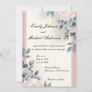 Schöne Elegante Hochzeit mit Flora Einladung