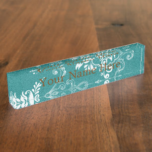 Schöne, elegante, klassische aquamarine und weiß namensplakette