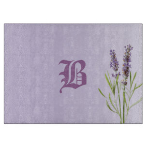 Schöne elegante Lavendel-Monogramm Schneidebrett