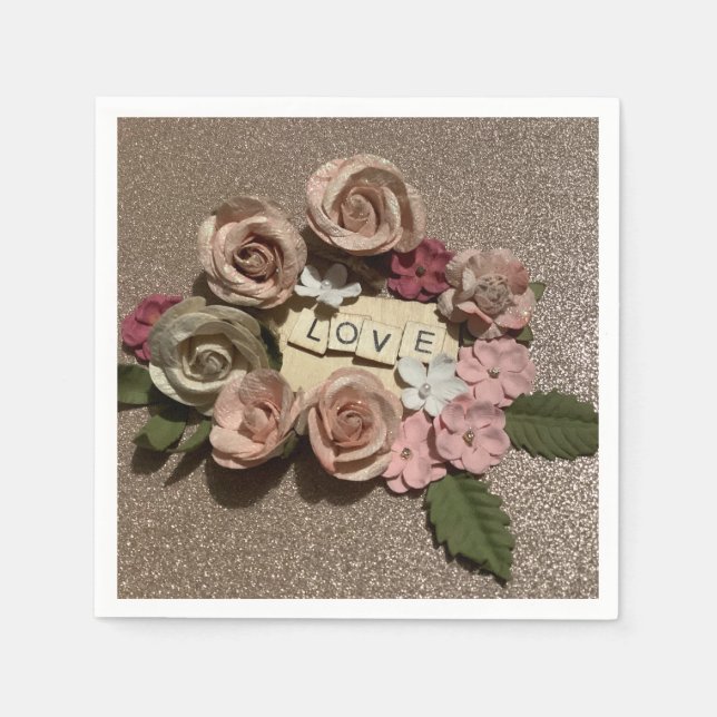 Schöne, elegante Liebe und Glitzer Serviette (Vorderseite)