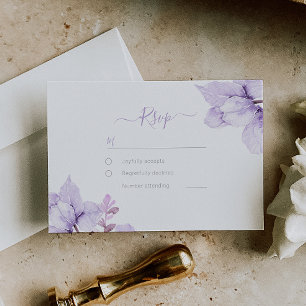 Schöne Elegante Lila Blumenhochzeit RSVP Karte