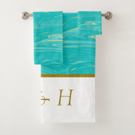 Schöne elegante, moderne Marmormonogramme Badhandtuch Set