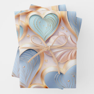 Schöne Elegante Pastel Hearts Geschenkpapier Set