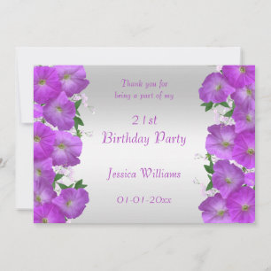 Schöne elegante Petunien Floral Geburtstag Dankeskarte