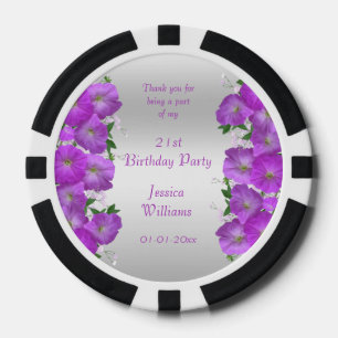 Schöne elegante Petunien Floral Geburtstag Pokerchips