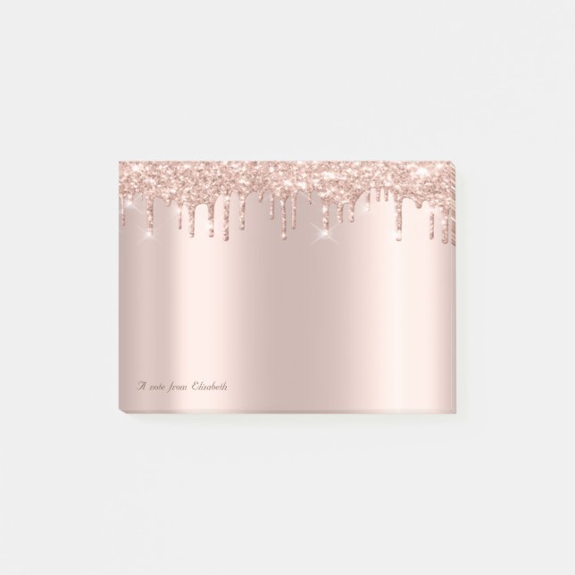 Schöne Elegante Rose Gold Glitzer Tropfen Post-it Klebezettel (Vorderseite)