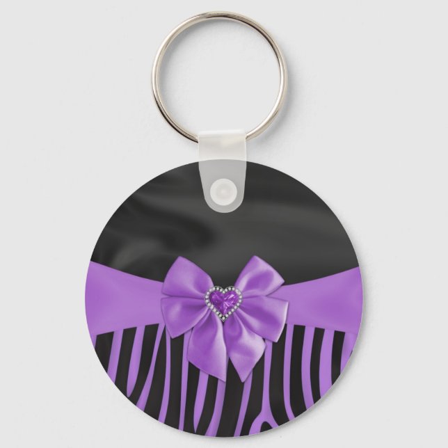 Schöne elegante Seidenstoffe Effekte zebra Schlüsselanhänger (Vorderseite)