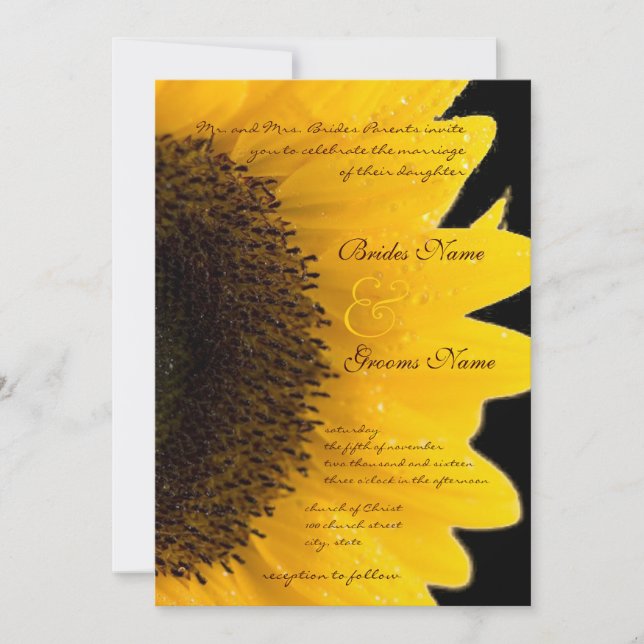 Schöne elegante Sonnenblume Einladung (Vorderseite)