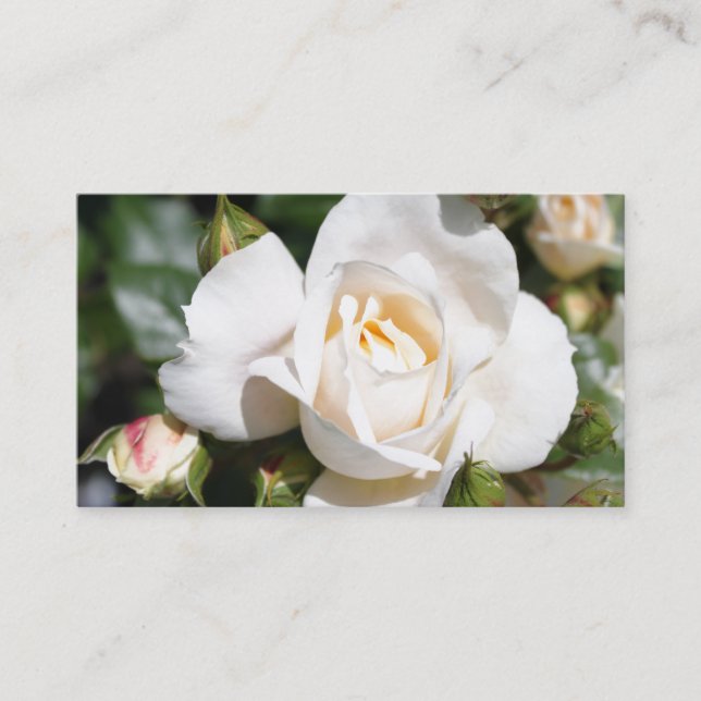 Schöne, elegante weiße Blume beruflich Visitenkarte (Vorderseite)