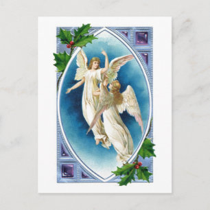 Schöne Engel und Holly Christmas Post Card Feiertagspostkarte