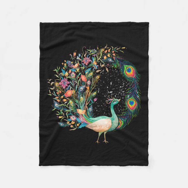 Schöne Erbse _ Bunter Vogel _ Pea Federn Fleecedecke (Vorderseite)