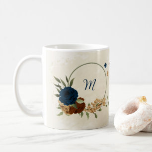 Schöne Erdtöne-Navy-Blumen Kaffeetasse
