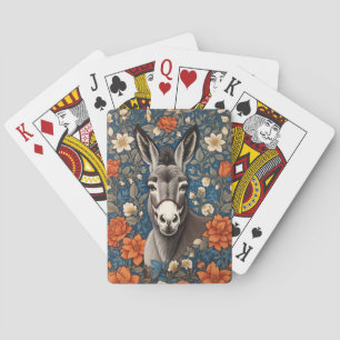 Schöne Eselsgesicht Elegante Blumen Spielkarten
