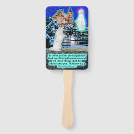 Schöne Eskie und Angel Scripture Matthew 6:33 Fächer