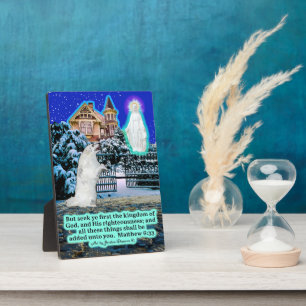 Schöne Eskie und Angel Scripture Matthew 6:33 Fotoplatte