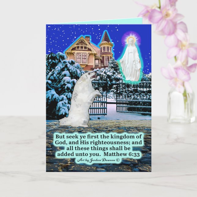 Schöne Eskie und Angel Scripture Matthew 6:33 Karte (Orchidee)