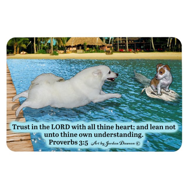 Schöne Eskimo Dog Scripture Sprichwörter 3:5 Magnet (Horizontal)