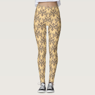 Schöne ethnische Damaskus-Muster-Pointillismus Leggings