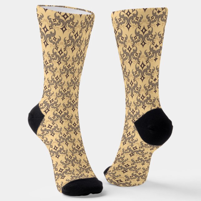 Schöne ethnische Damaskus-Muster-Pointillismus Socken (Gewinkelt)